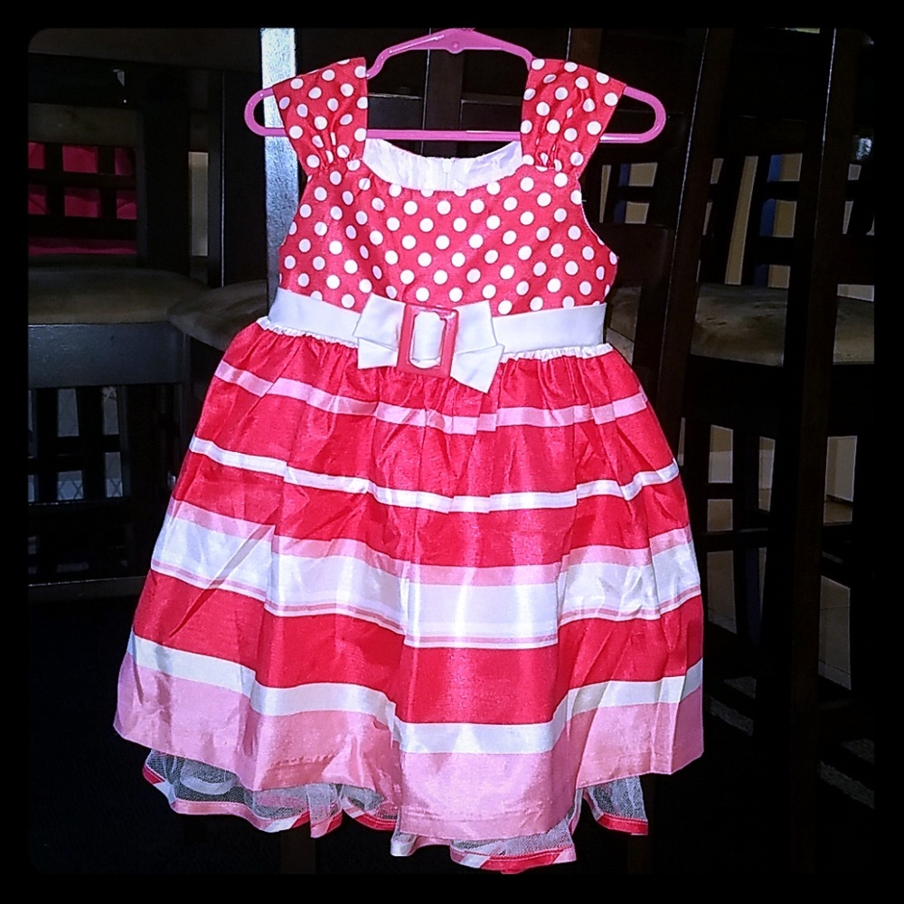 Girls Pink Off White Dress